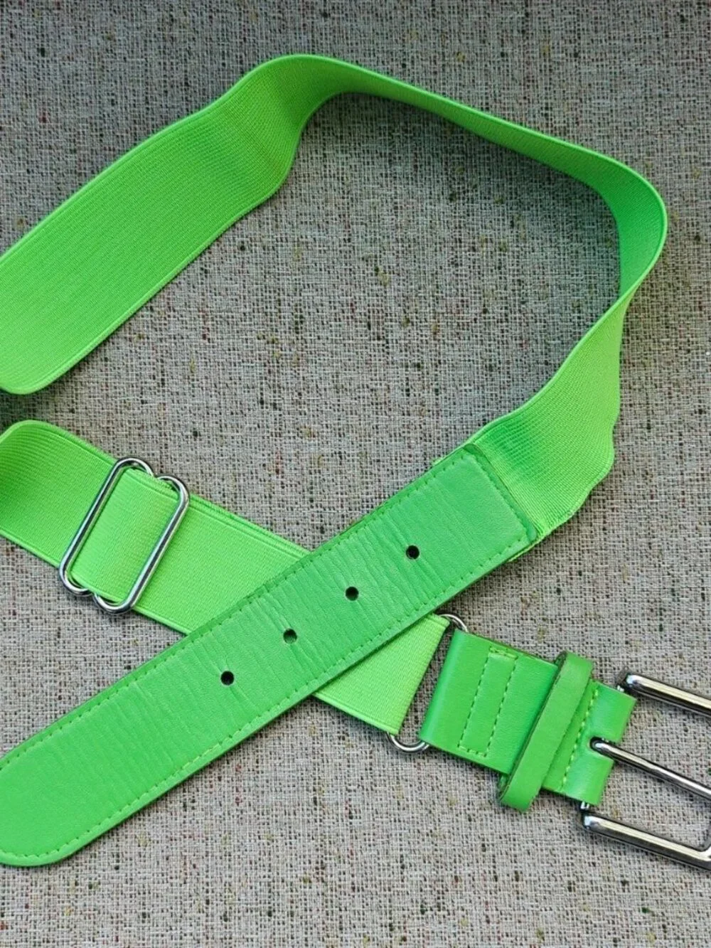 Youth Boy Belt Green Canvas Sport Stretched Waistband Pin Buckle Size adjustable